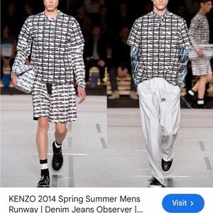 Kenzo Monochrome Wave Pattern Shirt